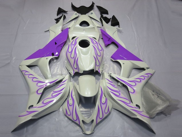 Purple Flame on White 2007-2008 Honda CBR600RR Fairings Factory Purple Flame on White 2007-2008 Honda CBR600RR Fairings Factory