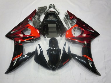 Red and Black 2003-2005 Yamaha R6 Fairings Factory