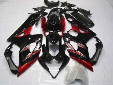 Red and Black Flare 2005-2006 Suzuki GSXR 1000 Fairings Factory