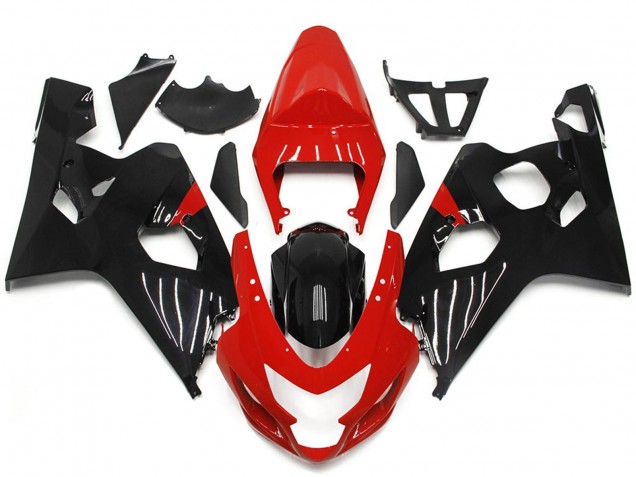 Red and Black Gloss Style 2004-2005 Suzuki GSXR 600-750 Fairings Factory Red and Black Gloss Style 2004-2005 Suzuki GSXR 600-750 Fairings Factory