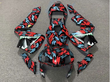 Red and Blue Camo 2003-2004 Honda CBR600RR Fairings Factory