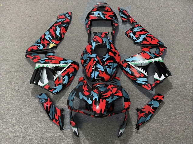 Red and Blue Camo 2003-2004 Honda CBR600RR Fairings Factory