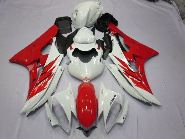 Red and White 2006-2007 Yamaha R6 Fairings Factory Red and White 2006-2007 Yamaha R6 Fairings Factory