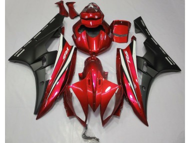 Red Black and White 2006-2007 Yamaha R6 Fairings Factory