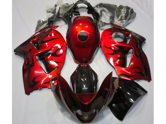 Red & Black Flame 1997-2007 Suzuki GSXR 1300 Fairings Factory