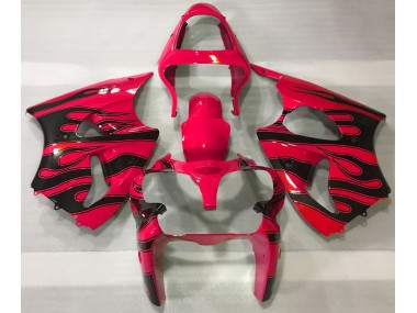 Red & Black Flame 2000-2002 Kawasaki ZX6R Fairings Factory