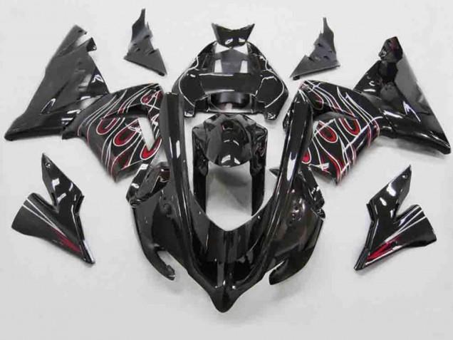 Red Black Flame 2004-2005 Kawasaki ZX10R Fairings Factory Red Black Flame 2004-2005 Kawasaki ZX10R Fairings Factory