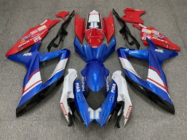 Red Blue and White Gloss Custom Style 2008-2010 Suzuki GSXR 600-750 Fairings Factory