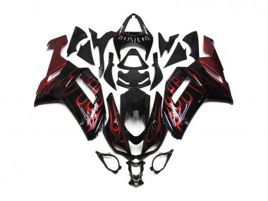 Red Gloss Flame 2007-2008 Kawasaki ZX6R Fairings Factory