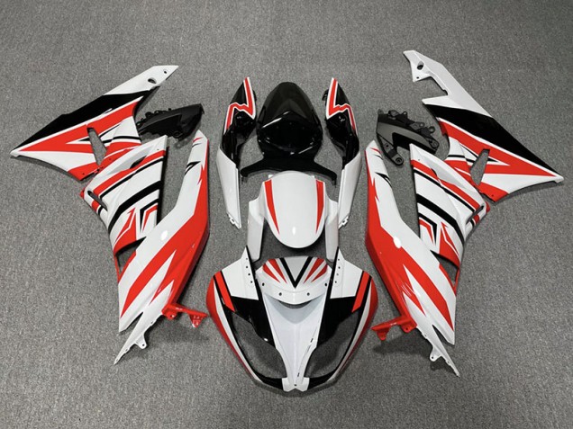 Red White and Black Zag 2009-2012 Kawasaki ZX6R Fairings Factory Red White and Black Zag 2009-2012 Kawasaki ZX6R Fairings Factory