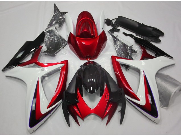 Red & White Debadged 2006-2007 Suzuki GSXR 600-750 Fairings Factory Red & White Debadged 2006-2007 Suzuki GSXR 600-750 Fairings Factory