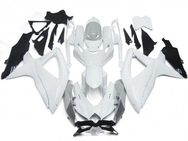 Shining Gloss White With Silver 2008-2010 Suzuki GSXR 600-750 Fairings Factory