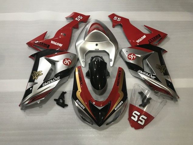 Shiny Silver & Red 2006-2007 Kawasaki ZX10R Fairings Factory Shiny Silver & Red 2006-2007 Kawasaki ZX10R Fairings Factory