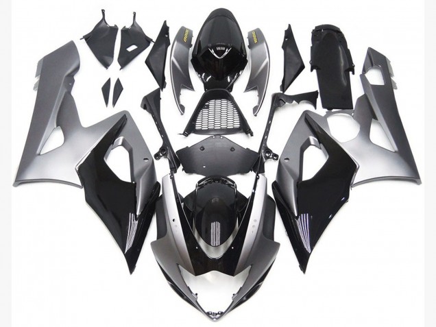Silver and Black Gloss Style 2005-2006 Suzuki GSXR 1000 Fairings Factory Silver and Black Gloss Style 2005-2006 Suzuki GSXR 1000 Fairings Factory