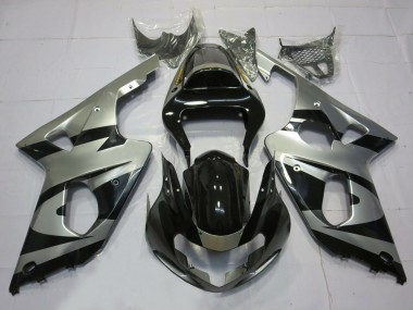 Silver and Black OEM Style 2000-2002 Suzuki GSXR 1000 Fairings Factory