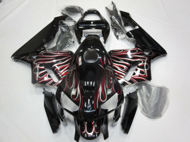 Silver and Red Flame 2005-2006 Honda CBR600RR Fairings Factory Silver and Red Flame 2005-2006 Honda CBR600RR Fairings Factory