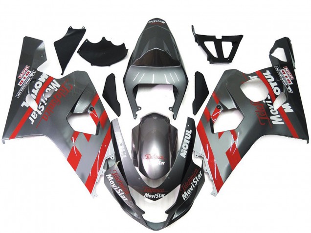Silver and Red MoiStar 2004-2005 Suzuki GSXR 600-750 Fairings Factory Silver and Red MoiStar 2004-2005 Suzuki GSXR 600-750 Fairings Factory