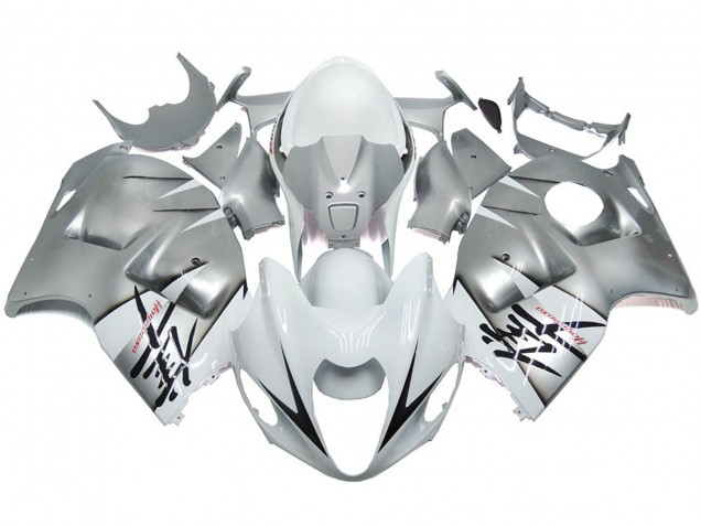 Silver and White Gloss OEM Style 1997-2007 Suzuki GSXR 1300 Fairings Factory Silver and White Gloss OEM Style 1997-2007 Suzuki GSXR 1300 Fairings Factory
