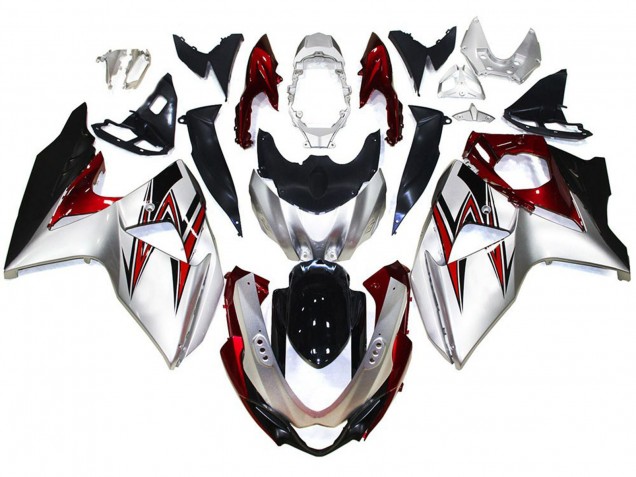 Silver with Red Hints 2009-2016 Suzuki GSXR 1000 Fairings Factory Silver with Red Hints 2009-2016 Suzuki GSXR 1000 Fairings Factory