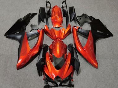 Vibrant Orange in Black 2008-2010 Suzuki GSXR 600-750 Fairings Factory