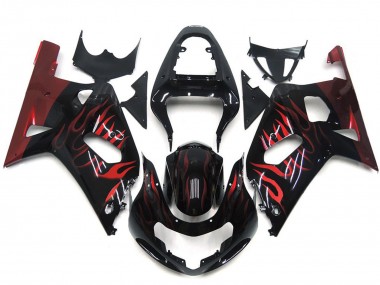 Vibrant Red Flame 2001-2003 Suzuki GSXR 600-750 Fairings Factory