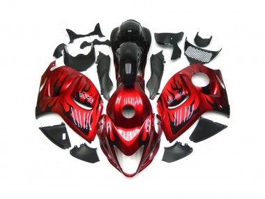 Vibrant Red with Black Flames 2008-2019 Suzuki GSXR 1300 Fairings Factory