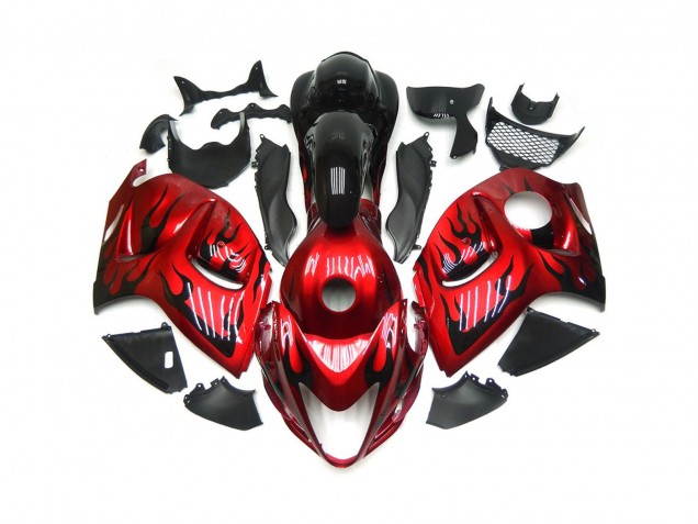 Vibrant Red with Black Flames 2008-2019 Suzuki GSXR 1300 Fairings Factory Vibrant Red with Black Flames 2008-2019 Suzuki GSXR 1300 Fairings Factory