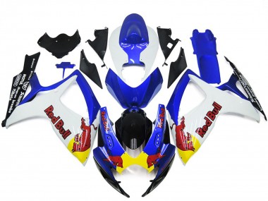 White and Blue Red Bull Custom 2006-2007 Suzuki GSXR 600-750 Fairings Factory