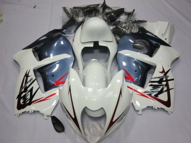 White and Dusty Blue 1997-2007 Suzuki GSXR 1300 Fairings Factory