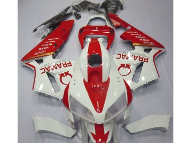 White and Red Custom 2005-2006 Honda CBR600RR Fairings Factory