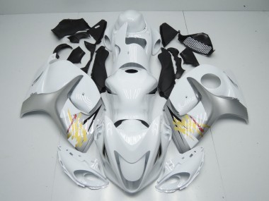 White and Silver 2008-2019 Suzuki GSXR 1300 Fairings Factory