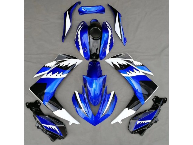 White Blue and Black Shark 2015-2018 Yamaha R3 Fairings Factory White Blue and Black Shark 2015-2018 Yamaha R3 Fairings Factory