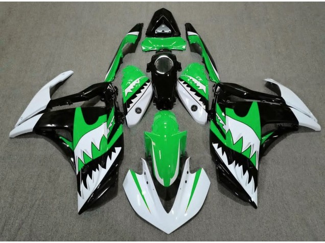 White Shark & Green 2015-2018 Yamaha R3 Fairings Factory White Shark & Green 2015-2018 Yamaha R3 Fairings Factory