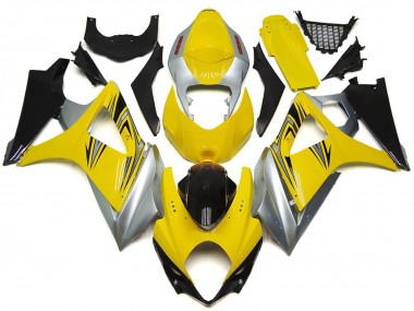 Yellow and Silver OEM Style 2007-2008 Suzuki GSXR 1000 Fairings Factory