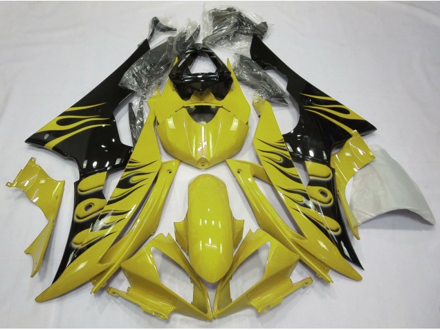 Yellow Flame Style 2008-2016 Yamaha R6 Fairings Factory Yellow Flame Style 2008-2016 Yamaha R6 Fairings Factory