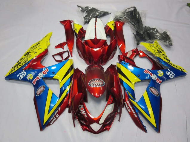 Yellow Red and Blue 2009-2016 Suzuki GSXR 1000 Fairings Factory Yellow Red and Blue 2009-2016 Suzuki GSXR 1000 Fairings Factory